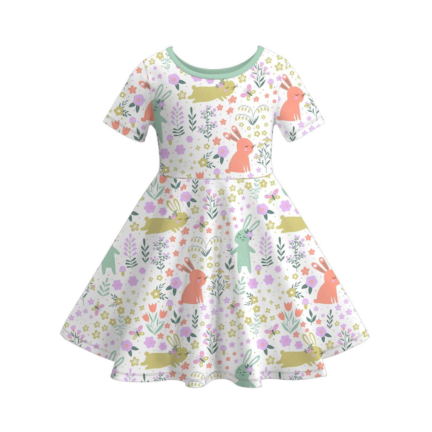 (Pre Order)Girls Easter Bunny Print Dress