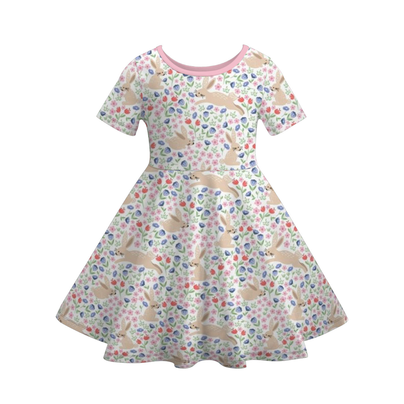 (Pre Order)Girls Easter Bunny Print Dress