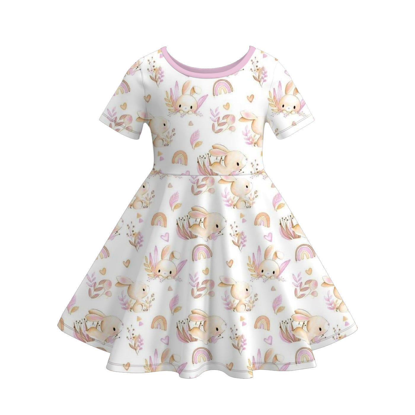(Pre Order)Girls Easter Bunny Print Dress