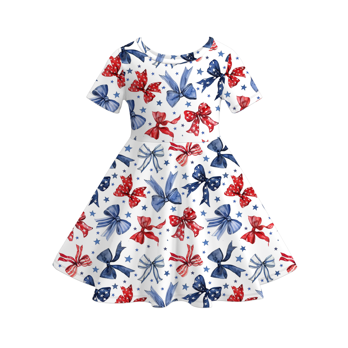(Pre Order)Girls Patriotic Print Twirl Dress