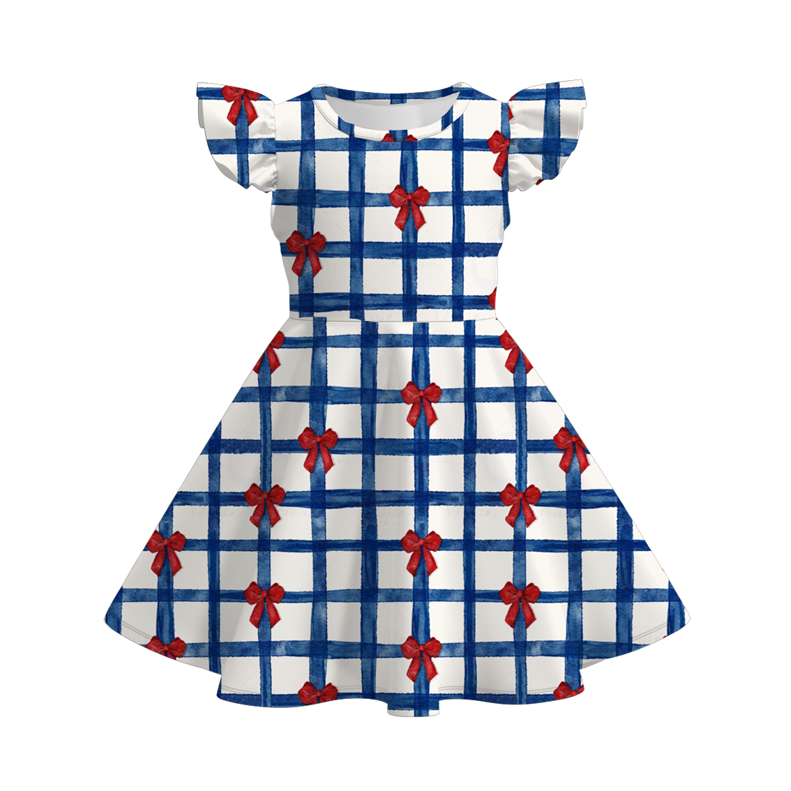 (Pre Order)Girls Patriotic Print Flying Sleeves Dress