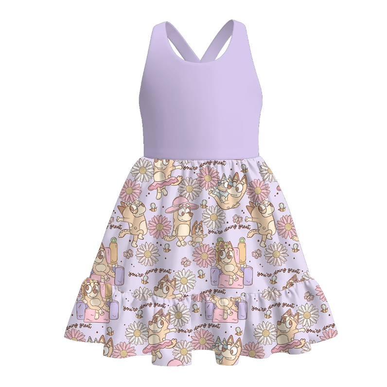 (Pre Order)Girls Spring and Summer Cartoon Print Dress
