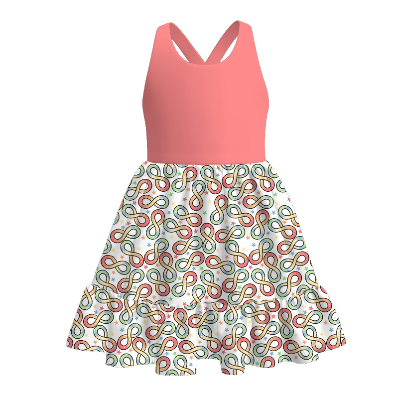 (Pre Order)Girls Spring and Summer Cartoon Print Dress