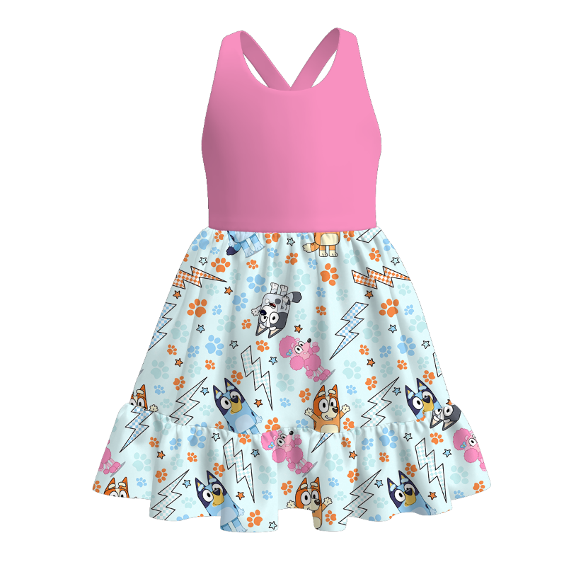 (Pre Order)Girls Spring and Summer Cartoon Print Dress