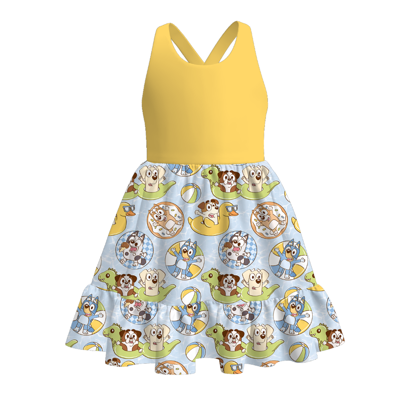 (Pre Order)Girls Spring and Summer Cartoon Print Dress