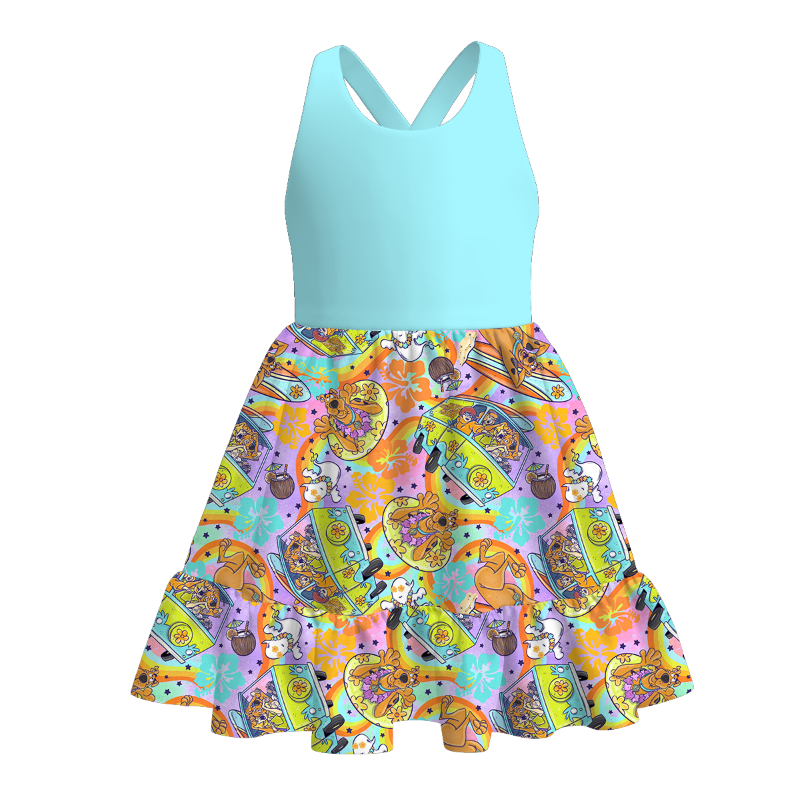 (Pre Order)Girls Spring and Summer Cartoon Print Dress