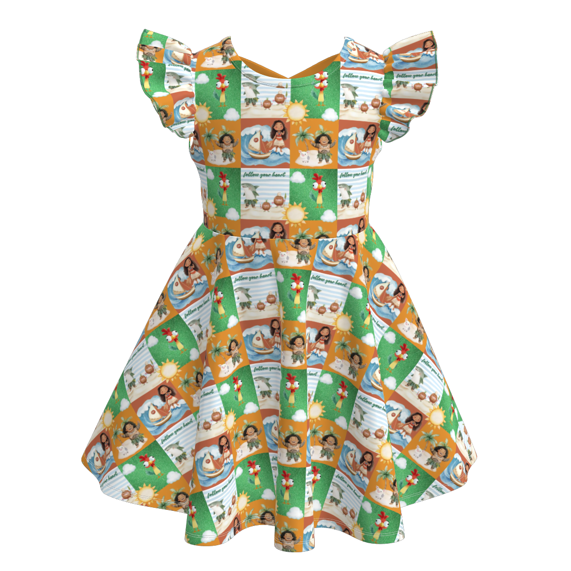 (Pre Order)Girls Spring and Summer Cartoon Character Print Dress