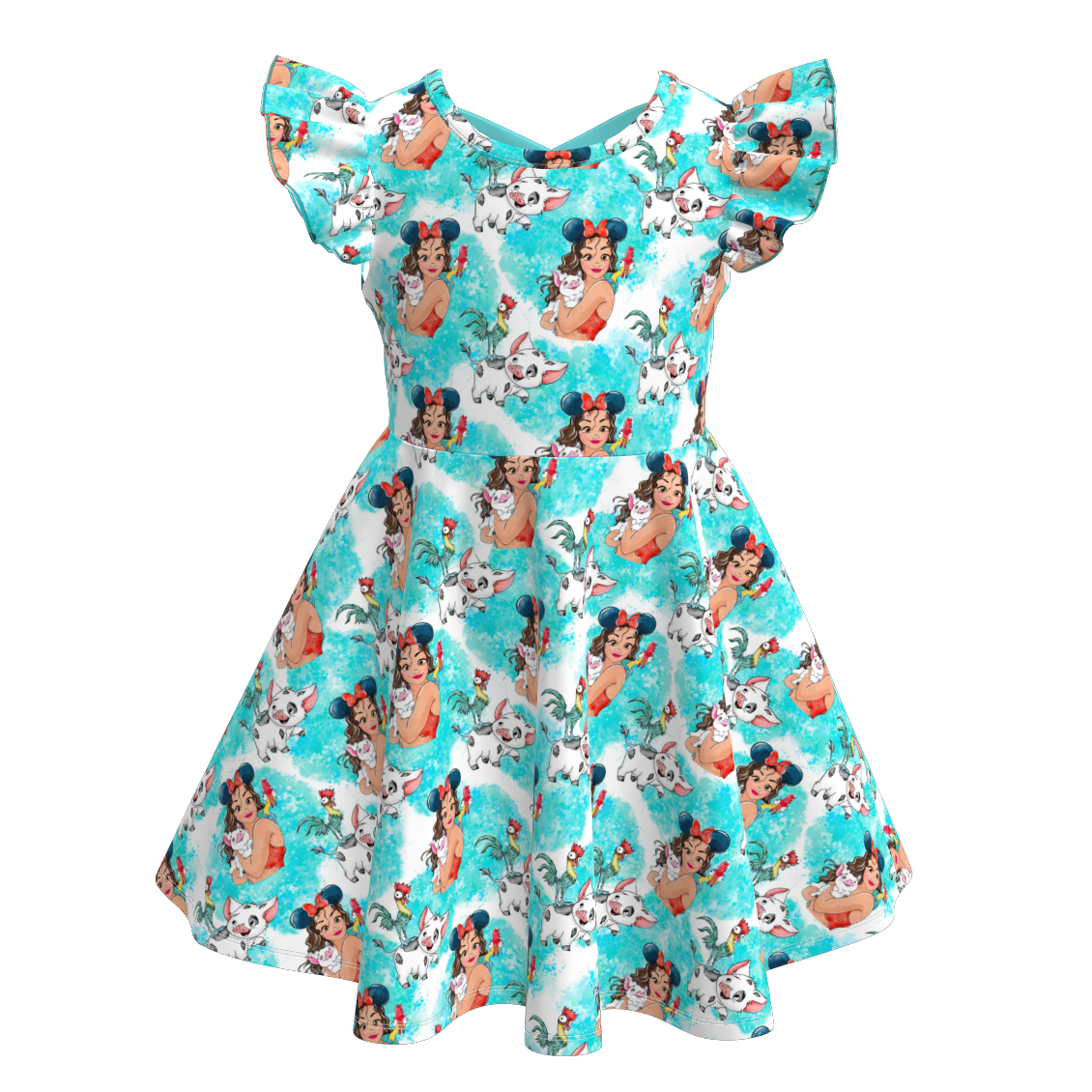 (Pre Order)Girls Spring and Summer Cartoon Character Print Dress