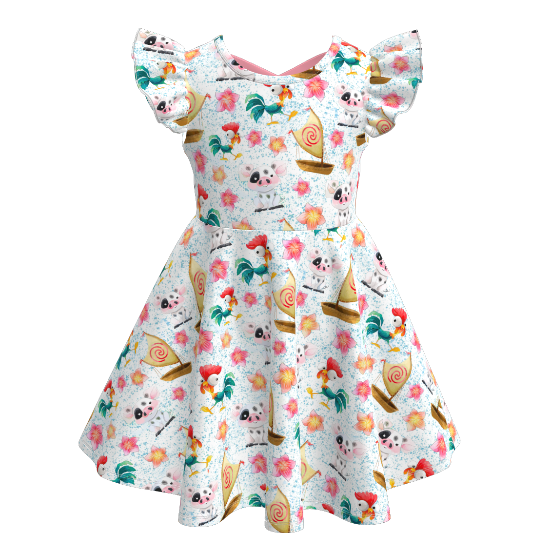 (Pre Order)Girls Spring and Summer Cartoon Character Print Dress