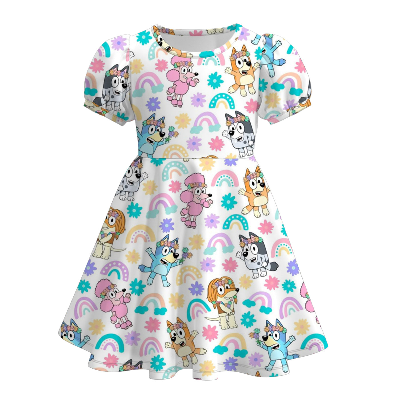 (Pre Order)Girls Spring and Summer Strawberry&Cartoon Print Dress