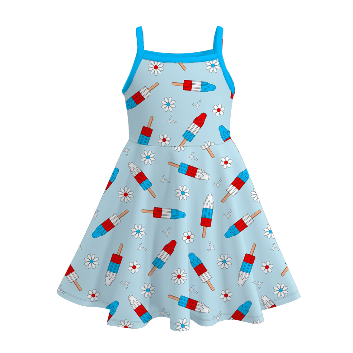 (Pre Order)Girls Patriotic Print Slip Dress