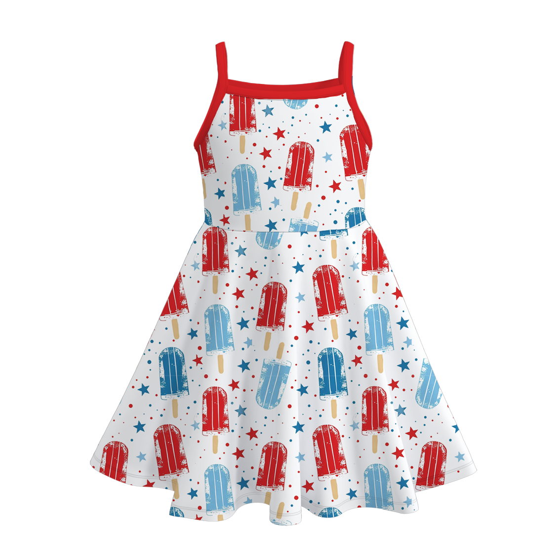 (Pre Order)Girls Patriotic Print Slip Dress