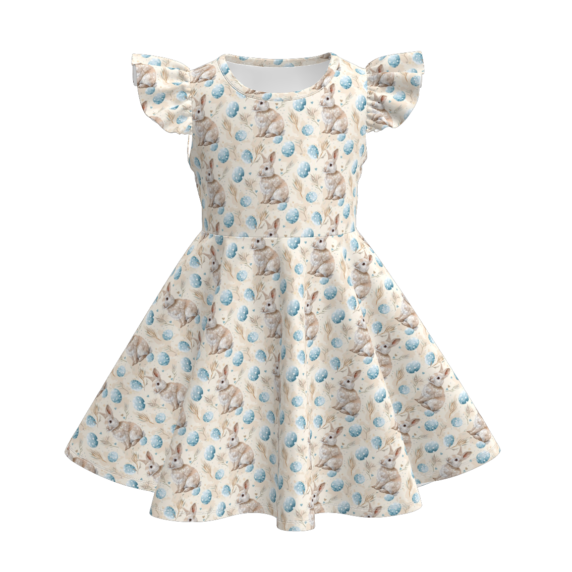 (Pre Order)Girls Easter Bunny&Floral Print Dress