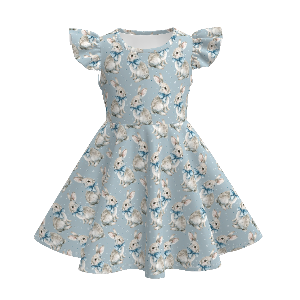(Pre Order)Girls Easter Bunny&Floral Print Dress
