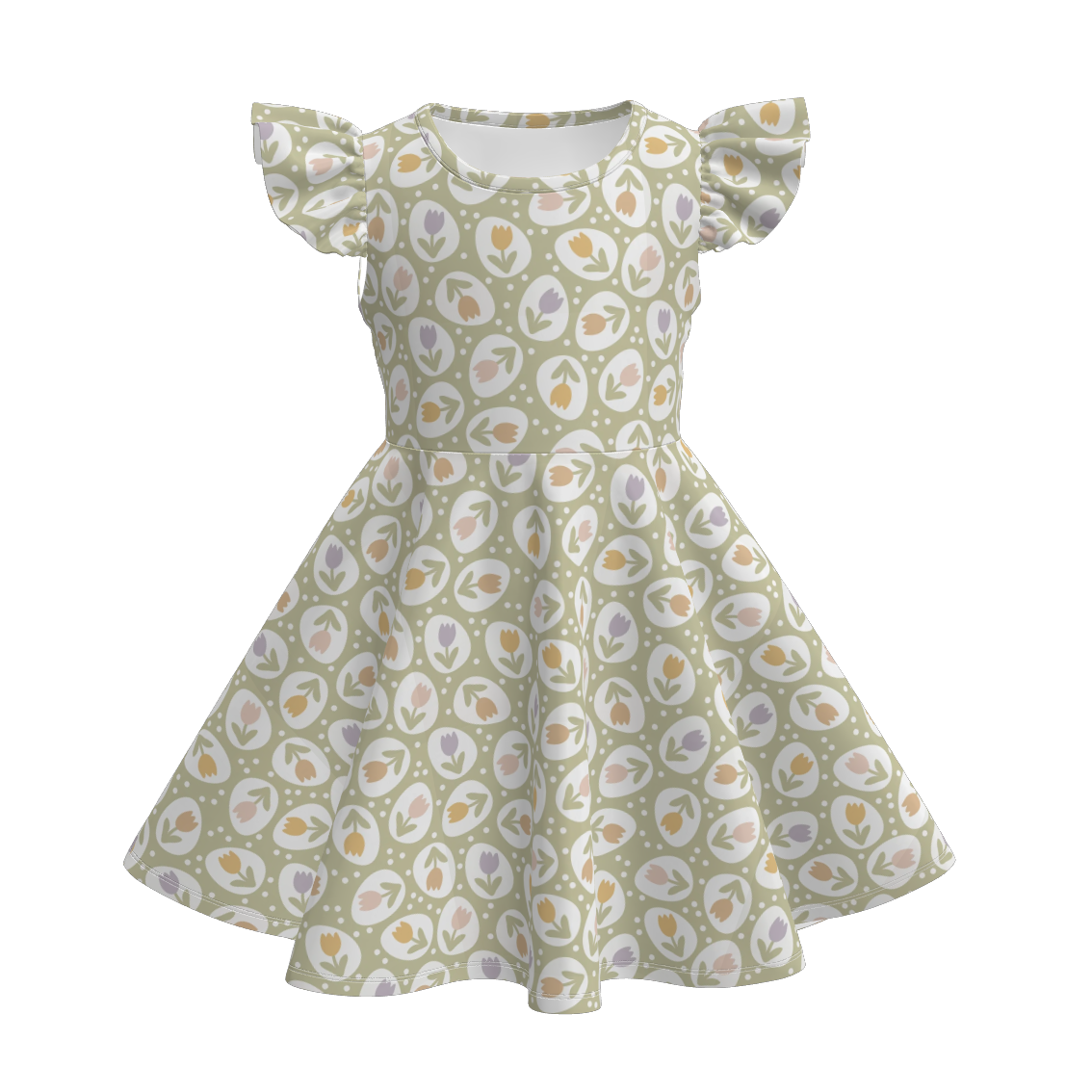 (Pre Order)Girls Easter Bunny&Floral Print Dress