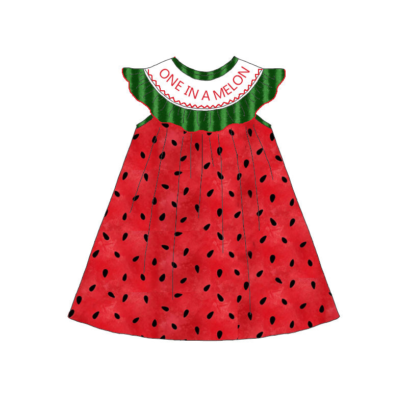 (Pre Order)Sisters Spring and Summer Watermelon Embroidery Smocked Dress&Romper