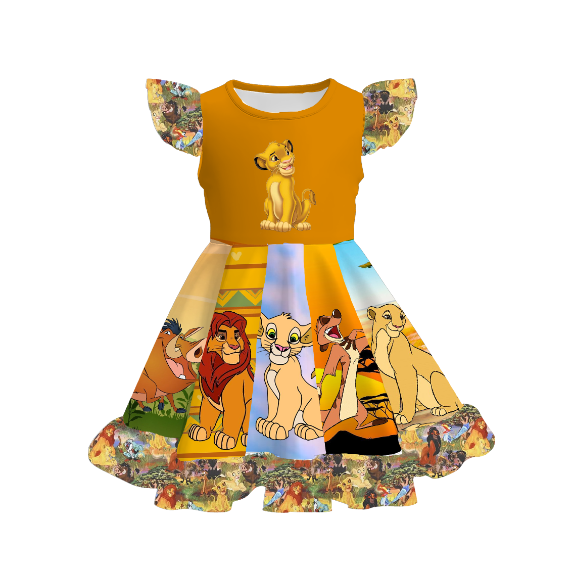 (Pre Order)Girls Spring and Summer Cartoon Character Print Dress
