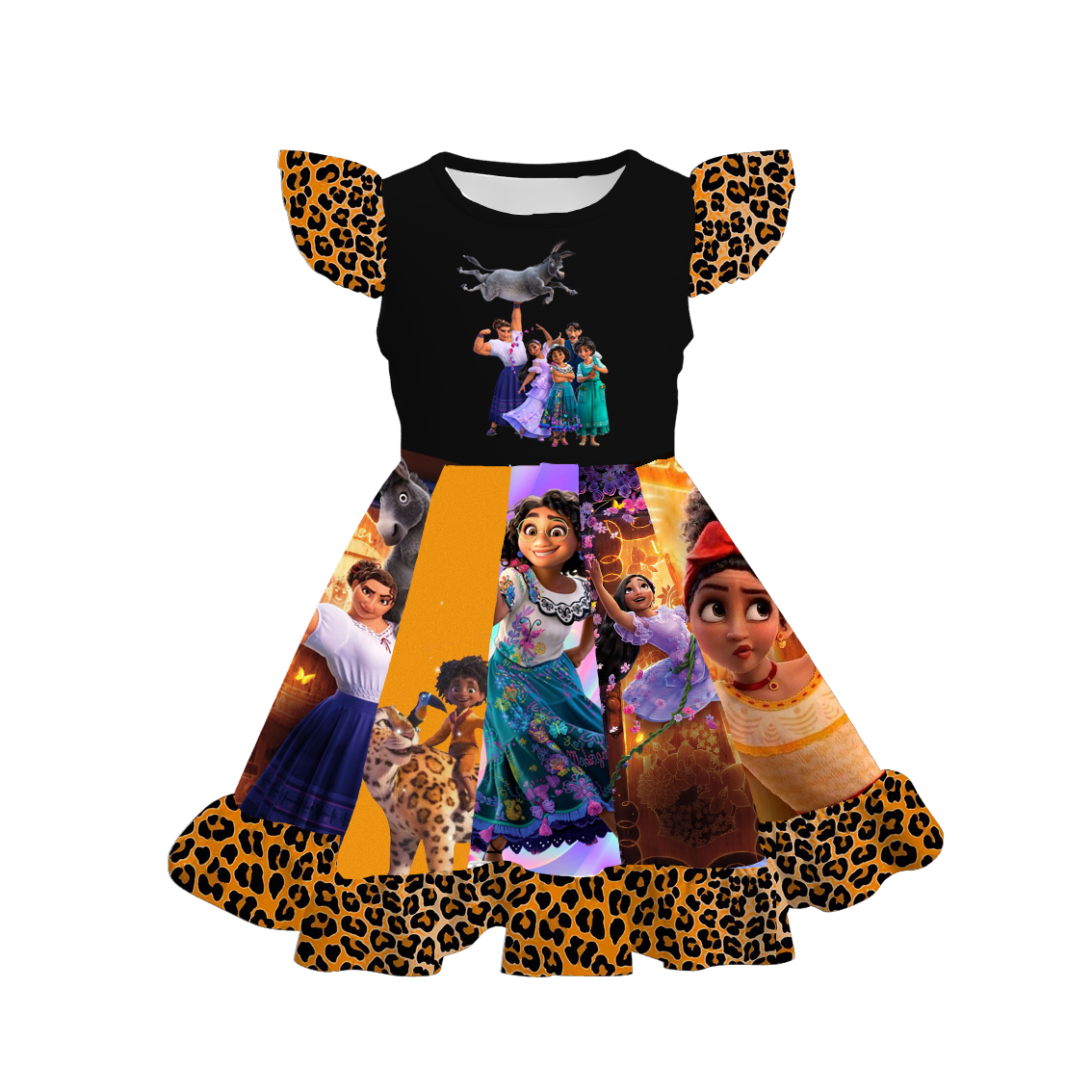 (Pre Order)Girls Spring and Summer Cartoon Character Print Dress