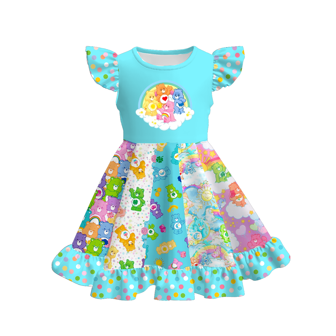 (Pre Order)Girls Spring and Summer Cartoon Character Print Dress