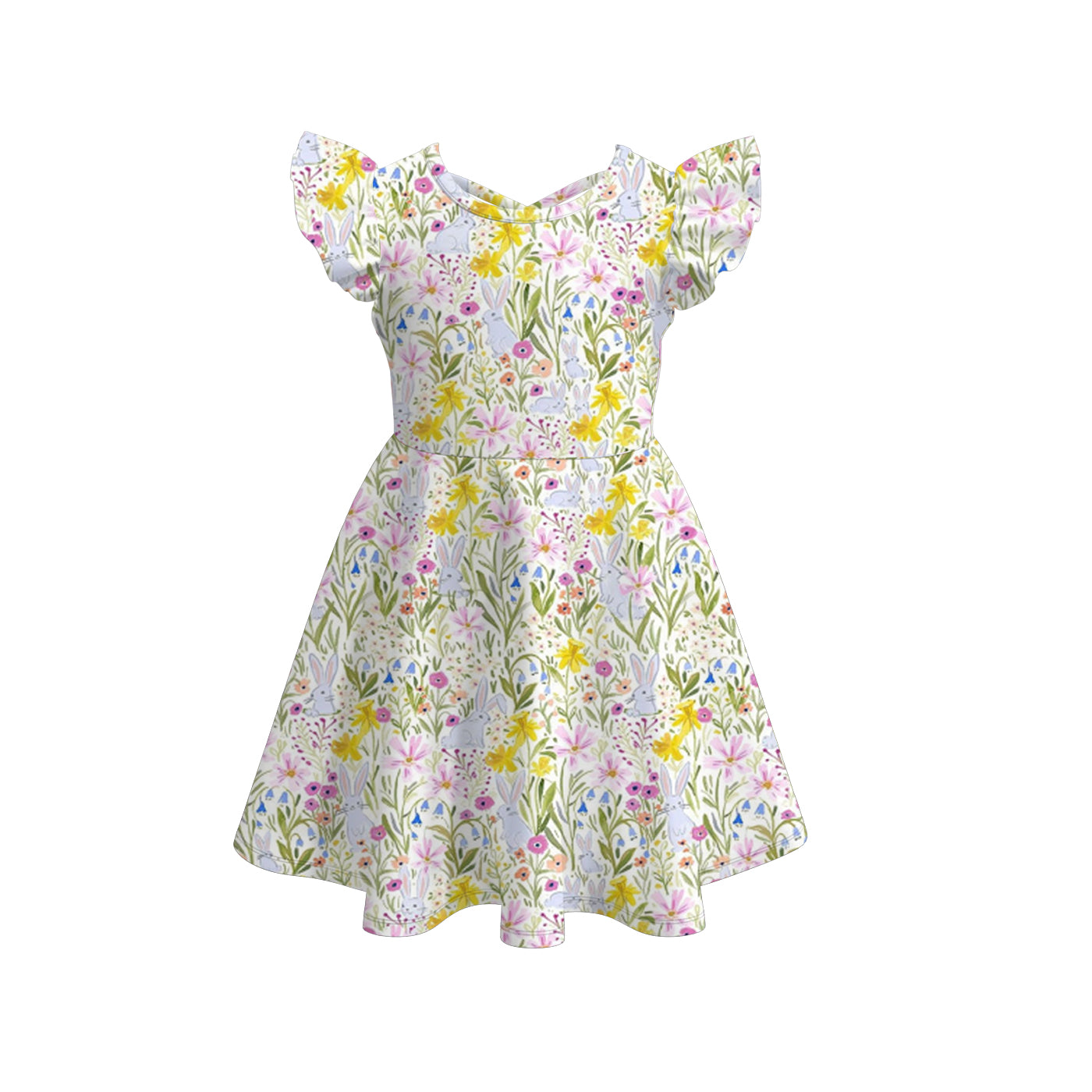(Pre Order)Girls Easter Bunny Print Dress