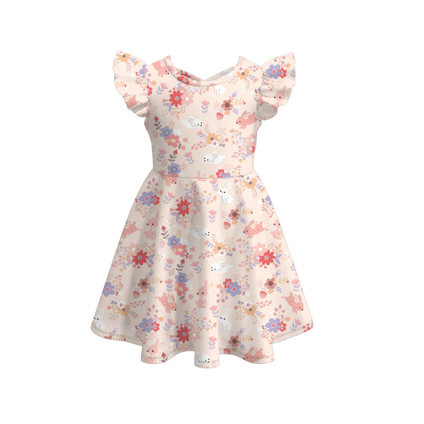 (Pre Order)Girls Easter Bunny Print Dress