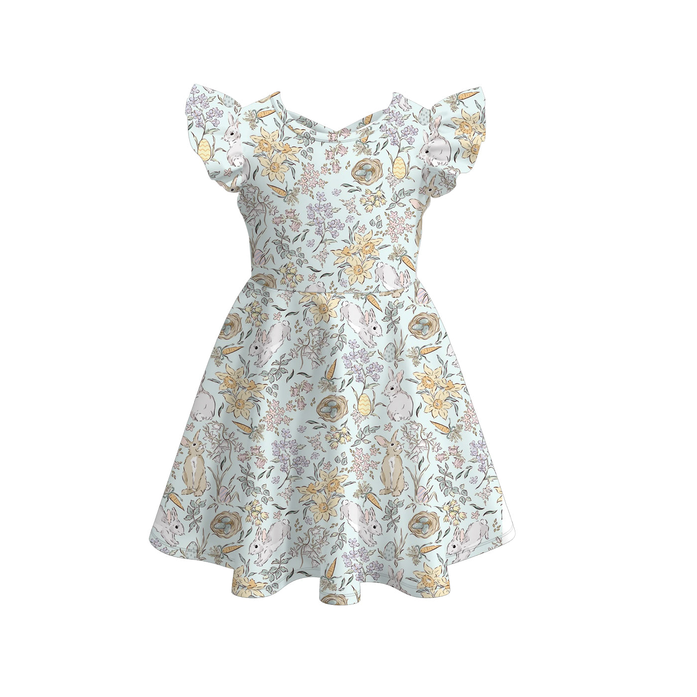 (Pre Order)Girls Easter Bunny Print Dress