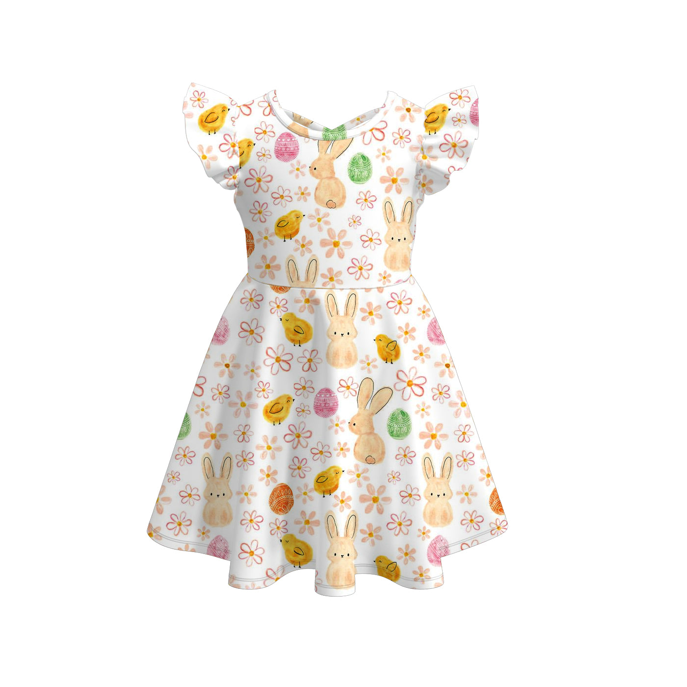 (Pre Order)Girls Easter Bunny Print Dress