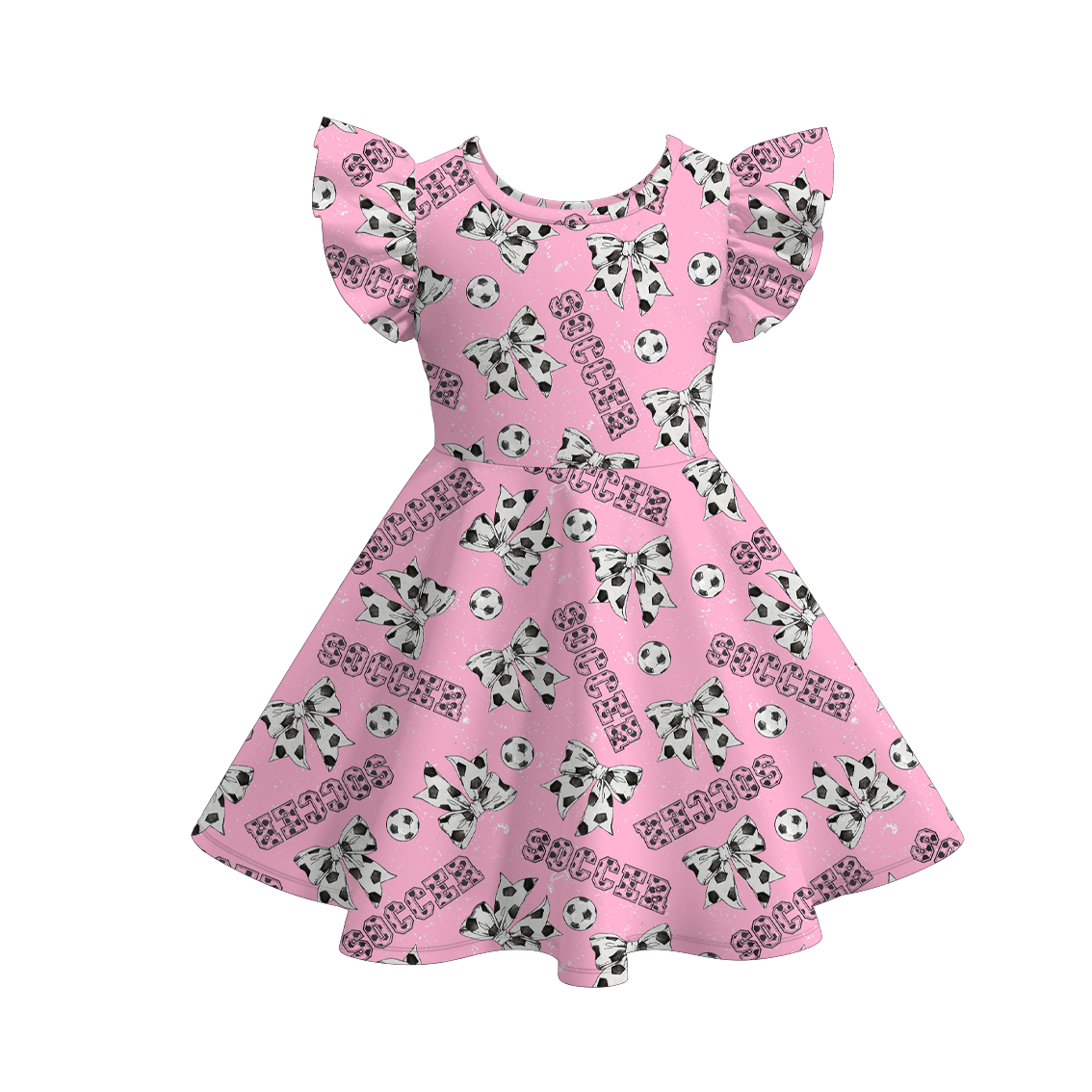 (Pre Order)Girls Spring and Summer Soccer Print Dress