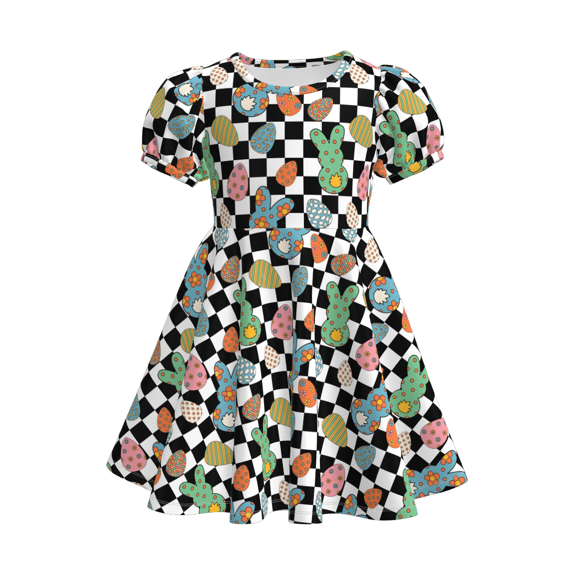 (Pre Order)Girls Easter Bunny Print Dress