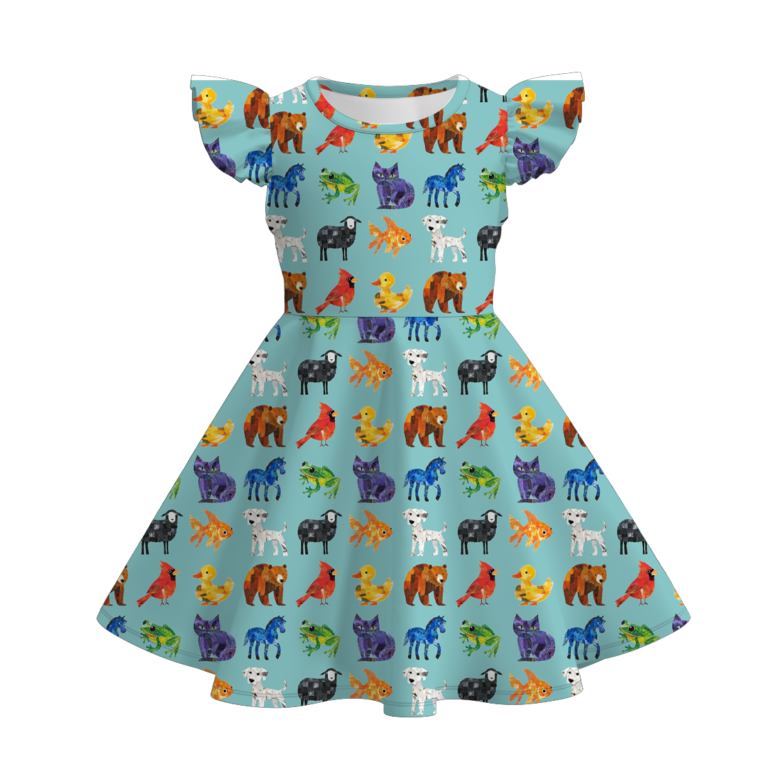 (Pre Order)Girls Spring and Summer Brown Bear Print Dress