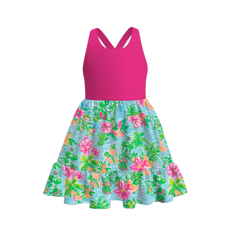 (Pre Order)Girls Spring and Summer Cartoon Print Dress