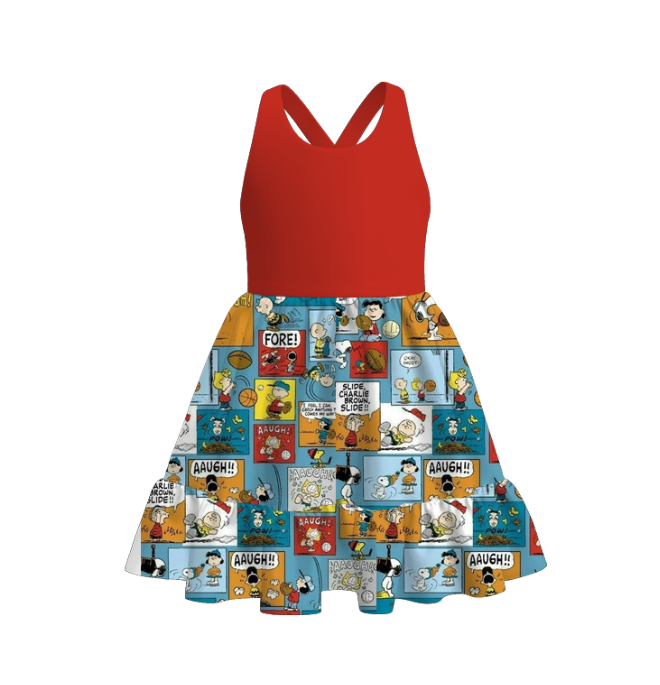 (Pre Order)Girls Spring and Summer Cartoon Print Dress