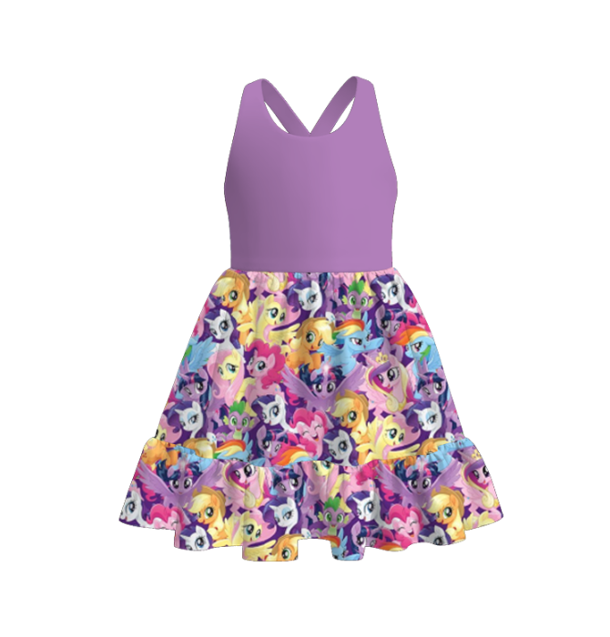 (Pre Order)Girls Spring and Summer Cartoon Print Dress