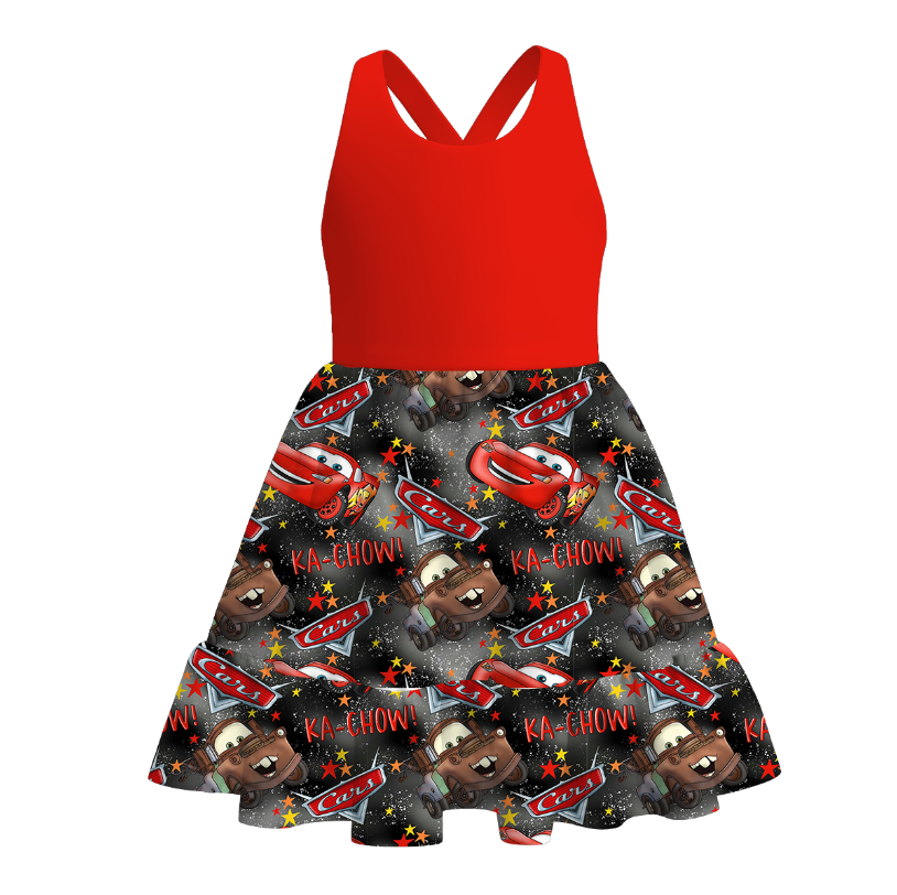 (Pre Order)Girls Spring and Summer Cartoon Print Dress