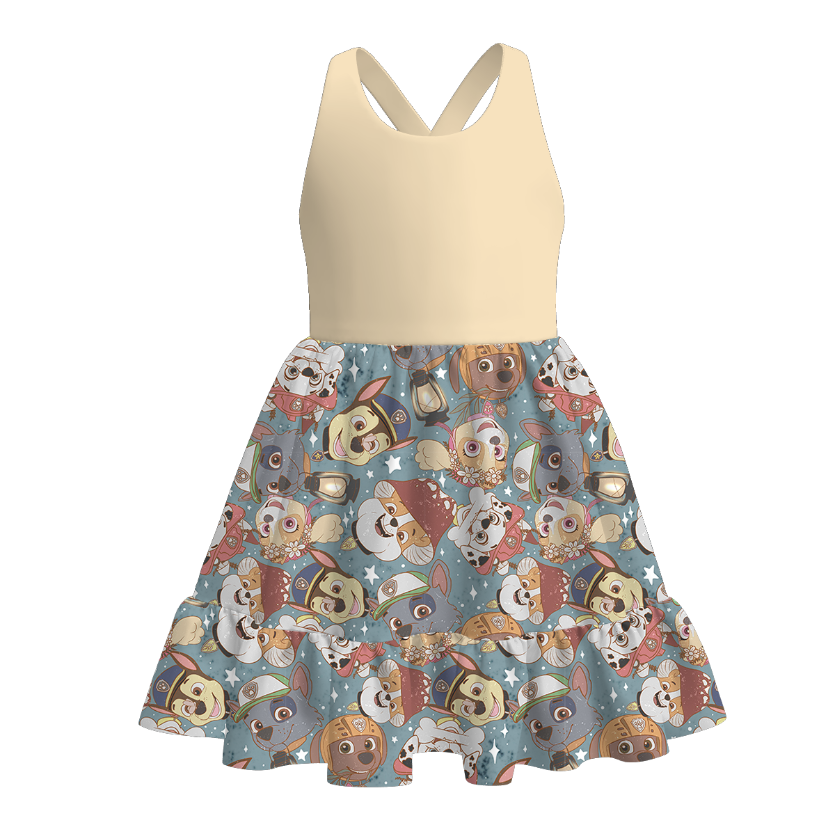(Pre Order)Girls Spring and Summer Cartoon Print Dress