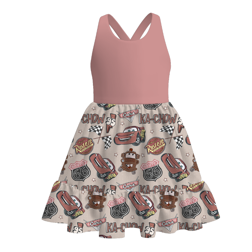 (Pre Order)Girls Spring and Summer Cartoon Print Dress