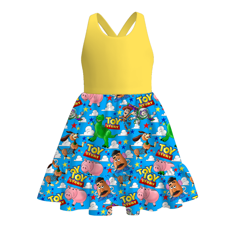 (Pre Order)Girls Spring and Summer Cartoon Print Dress