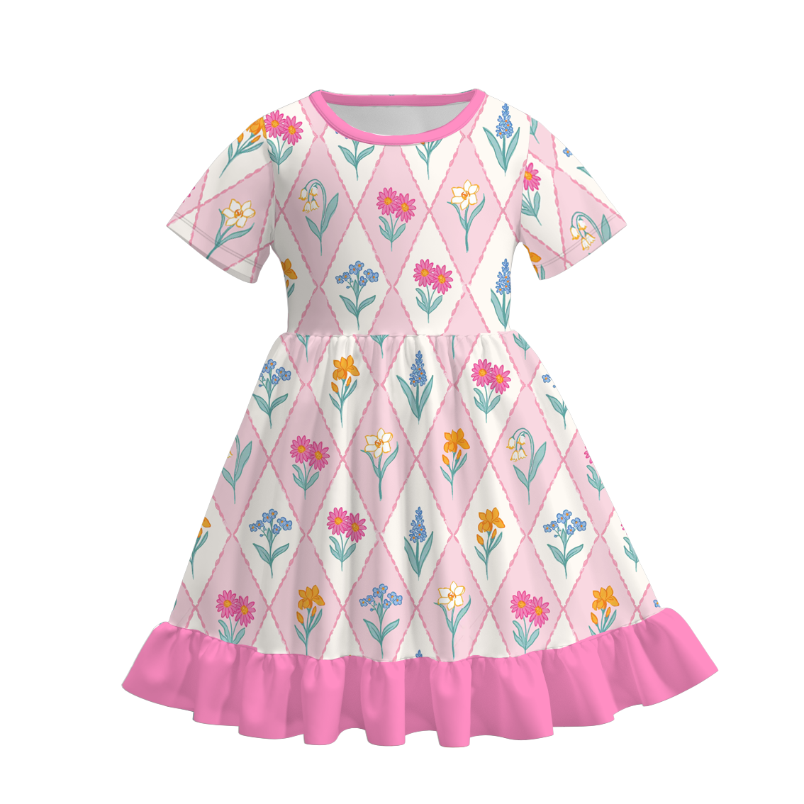 (Pre Order)Girls Spring and Summer Floral Print Dress