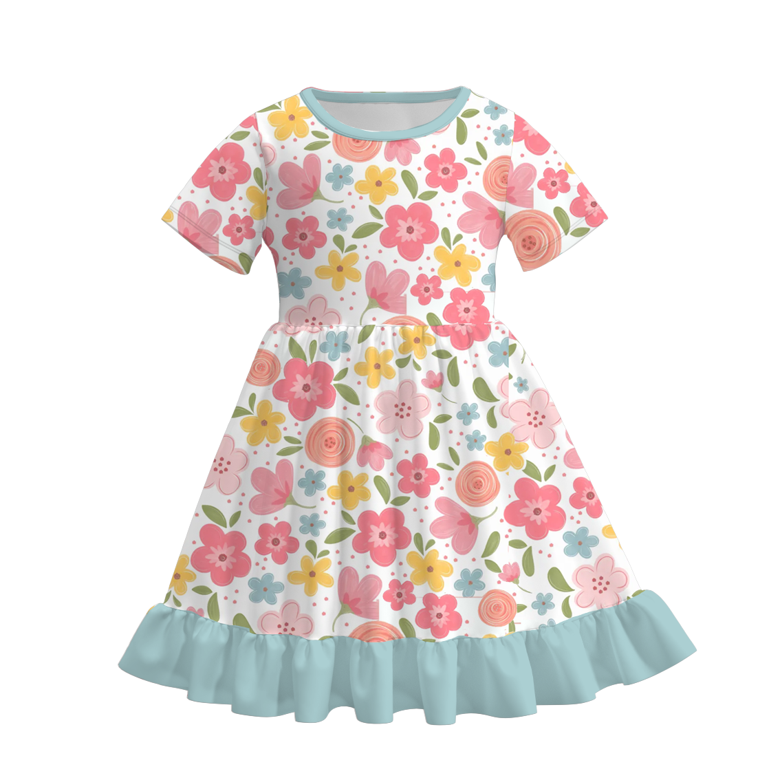 (Pre Order)Girls Spring and Summer Floral Print Dress