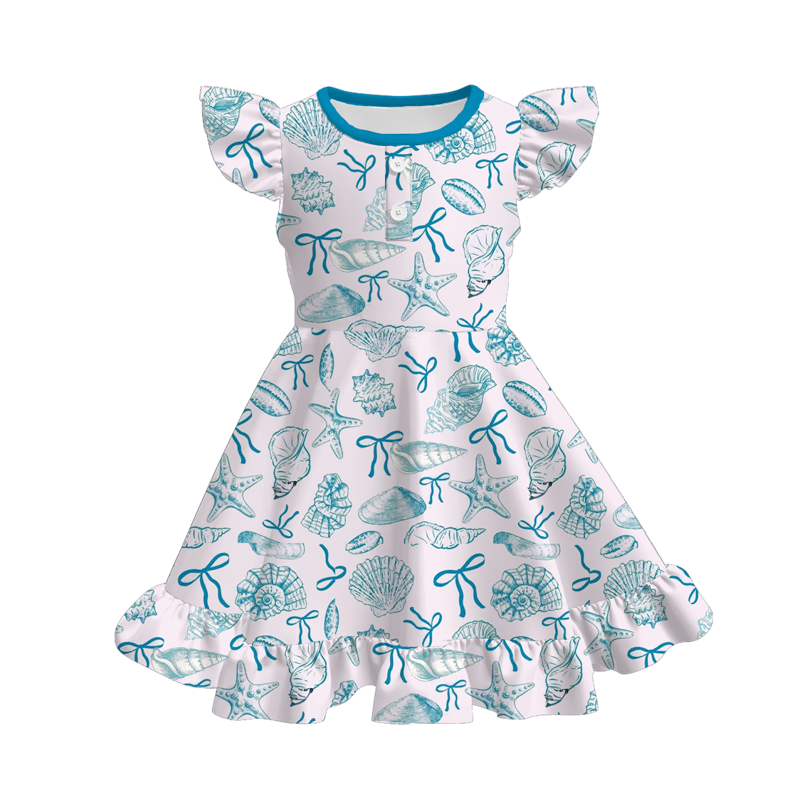 (Pre Order)Girls Spring and Summer Sea Shell Print Dress
