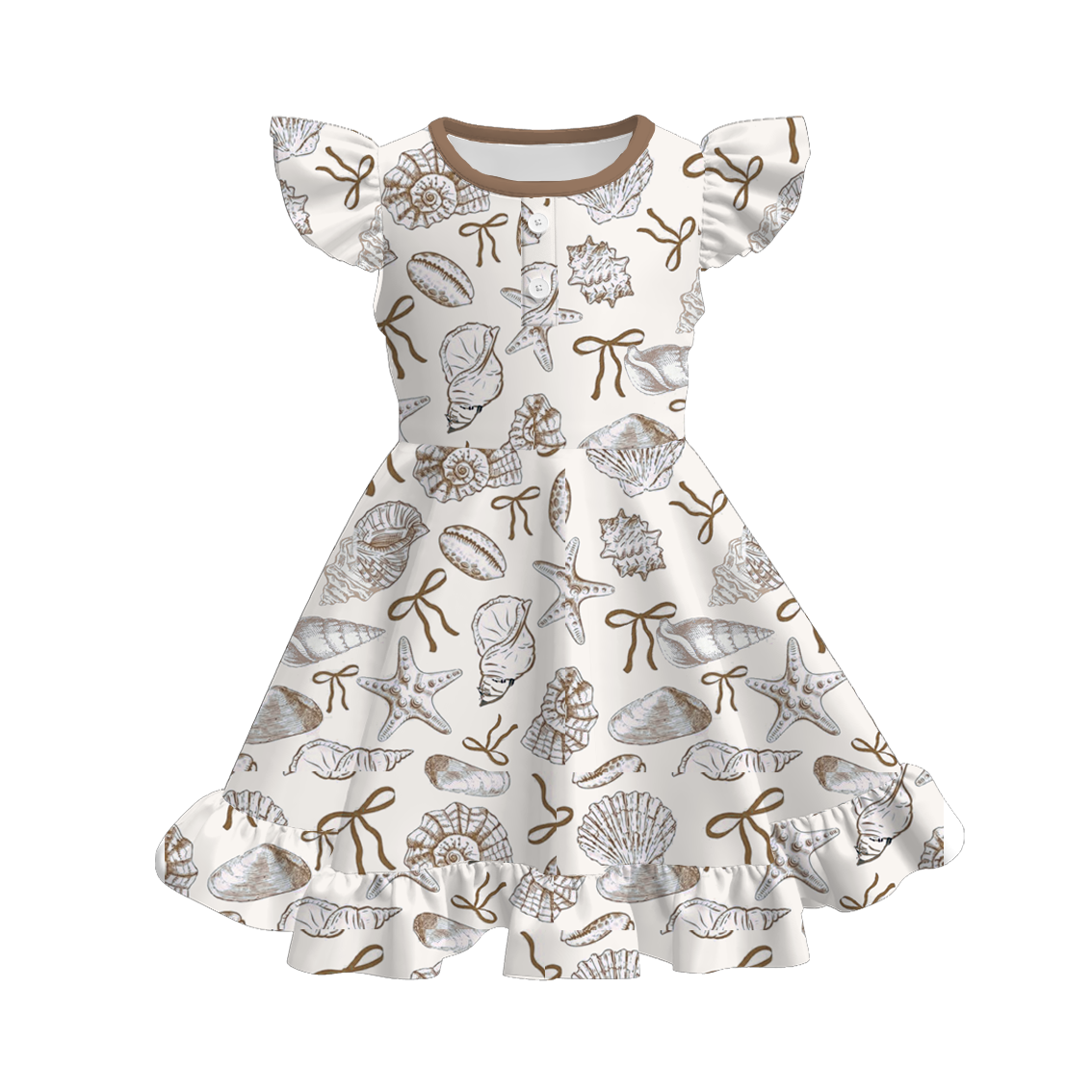 (Pre Order)Girls Spring and Summer Sea Shell Print Dress