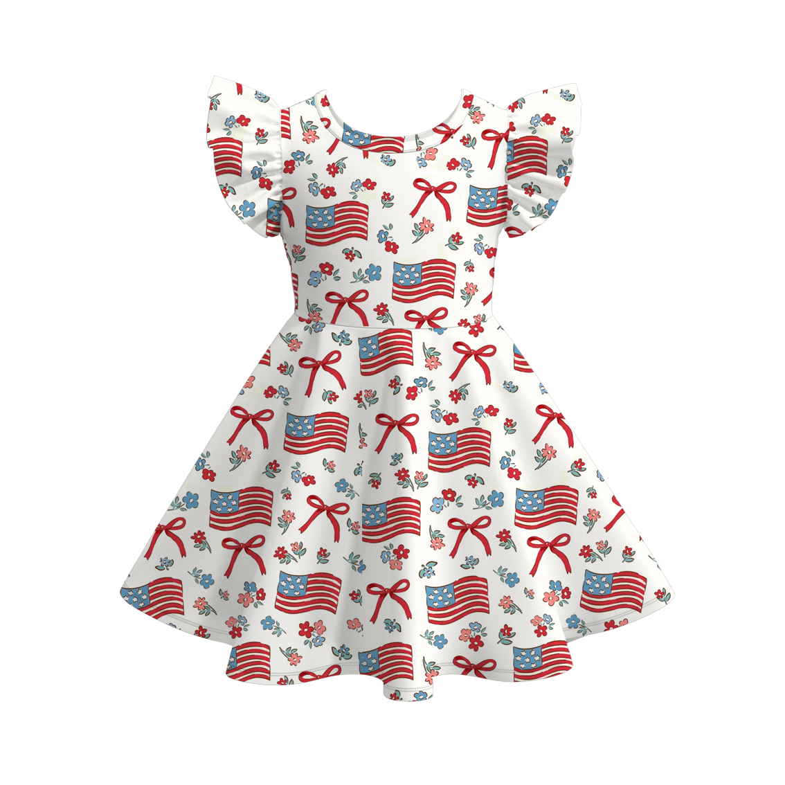 (Pre Order)Girls Patriotic Print Dress