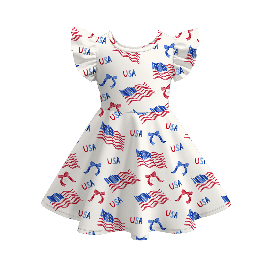 (Pre Order)Girls Patriotic Print Dress