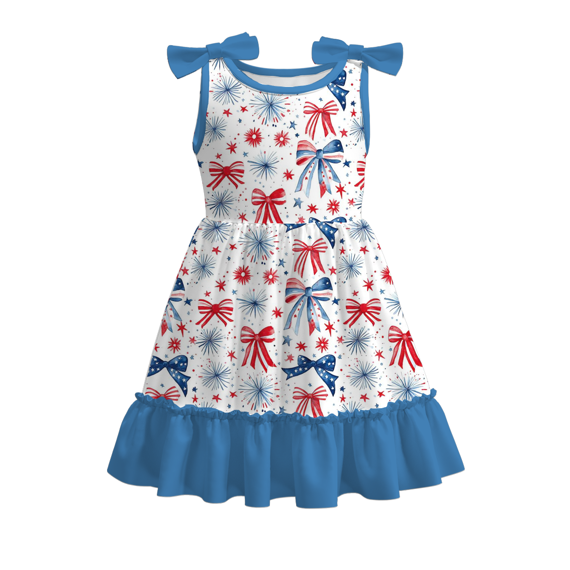 (Pre Order)Girls Patriotic&Cherry Print Dress