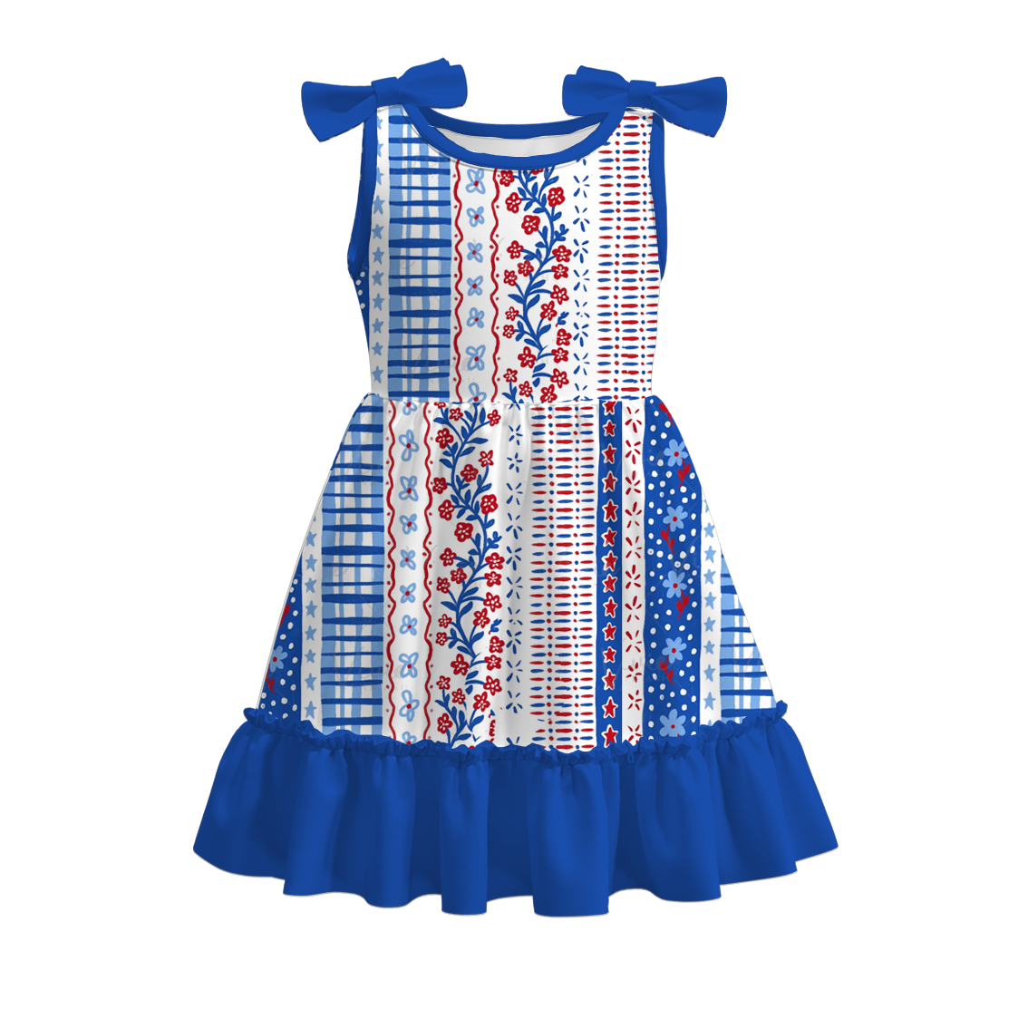 (Pre Order)Girls Patriotic&Cherry Print Dress
