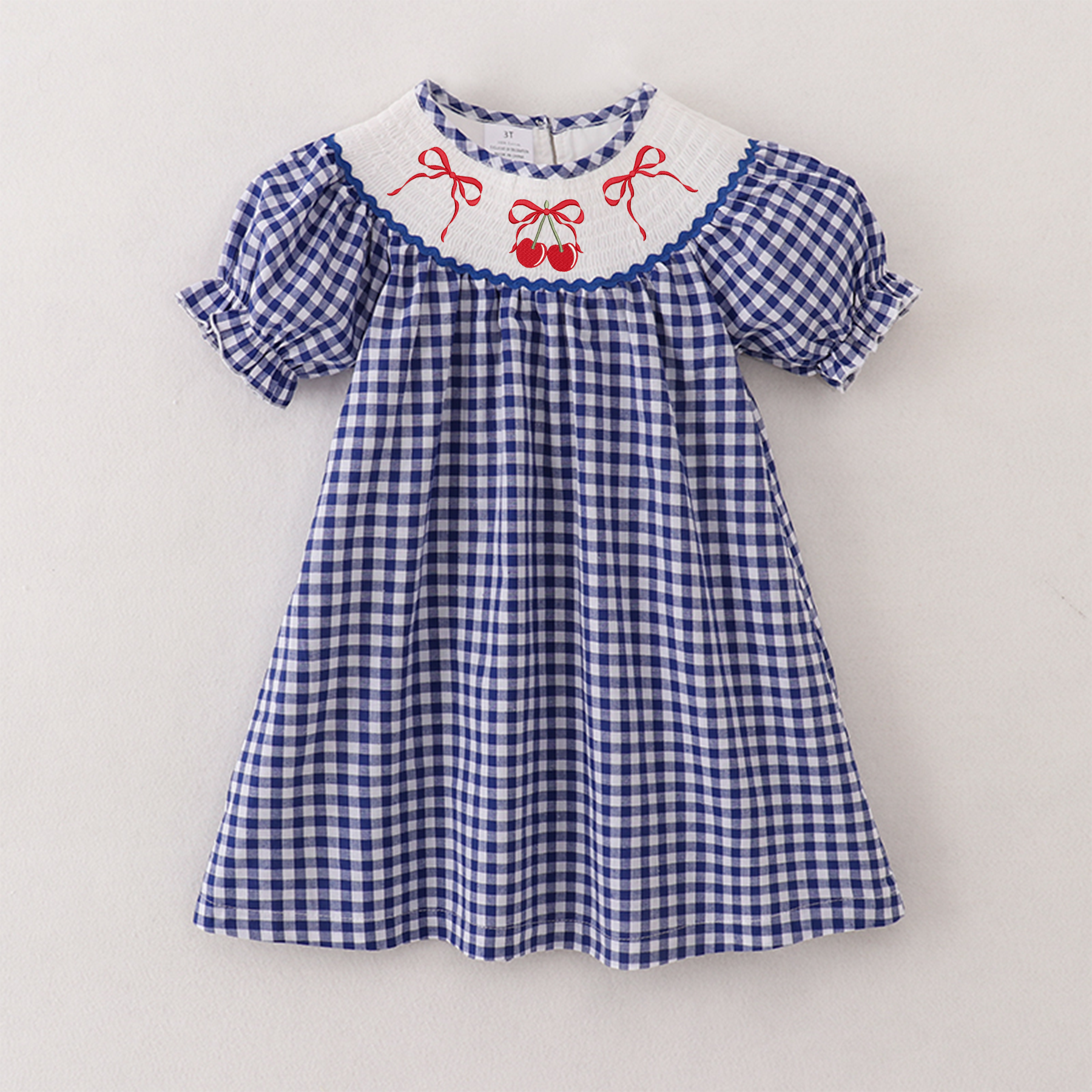 (Pre Order)Girls Spring and Summer Cherry Embroidery Smocked Dress and Romper
