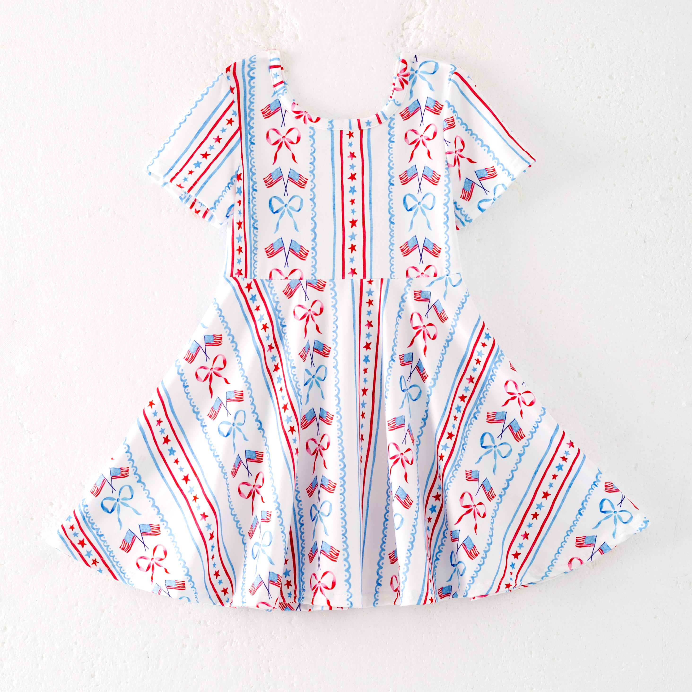 (Pre Order,Prepack Zone)Girls Spring&Summer Patriotic Print Dress(Mix Size)