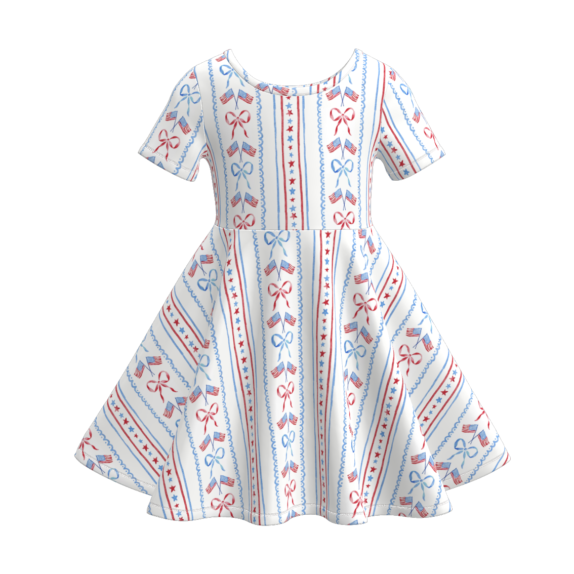 (Pre Order)Girls Patriotic Print Dress
