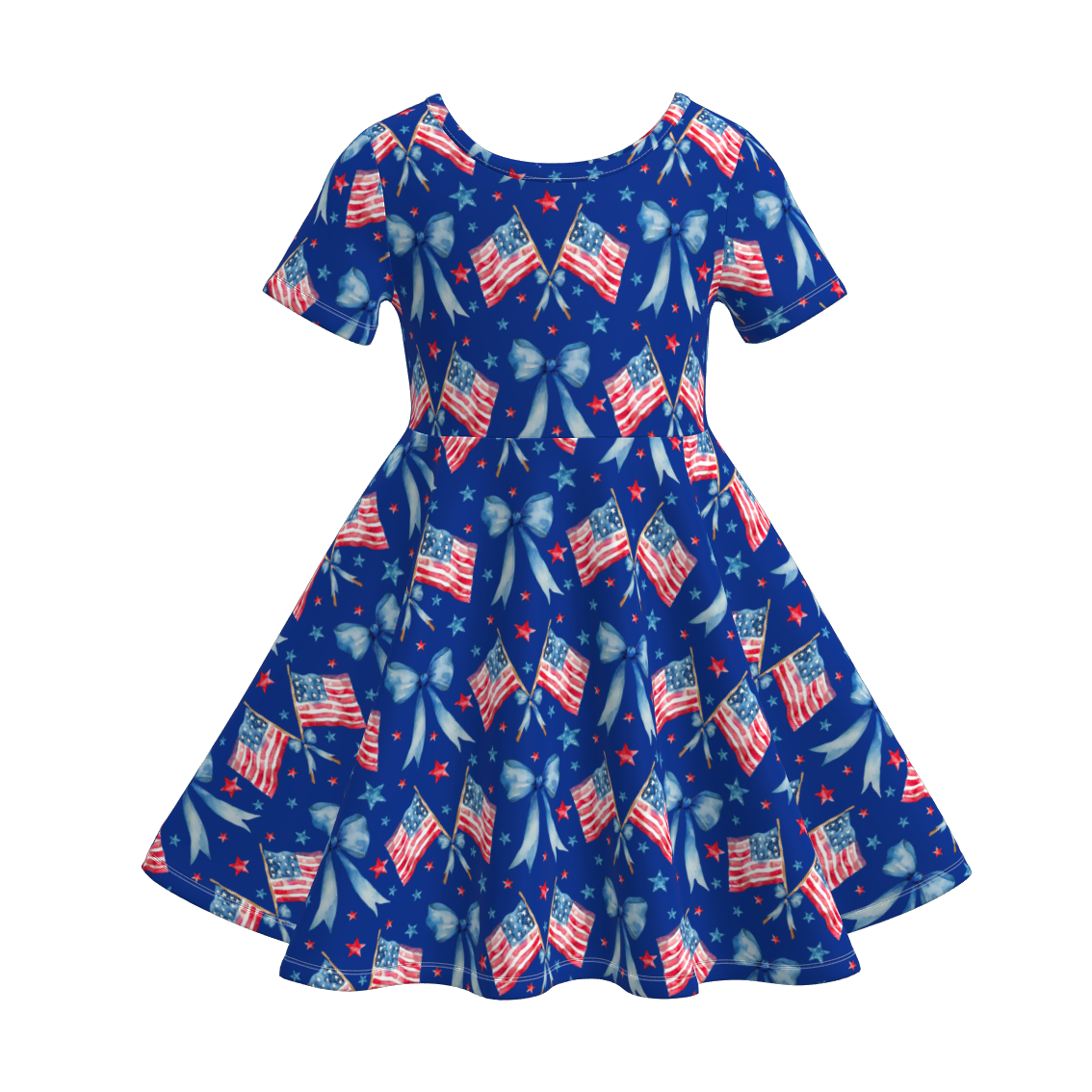 (Pre Order)Girls Patriotic Print Dress