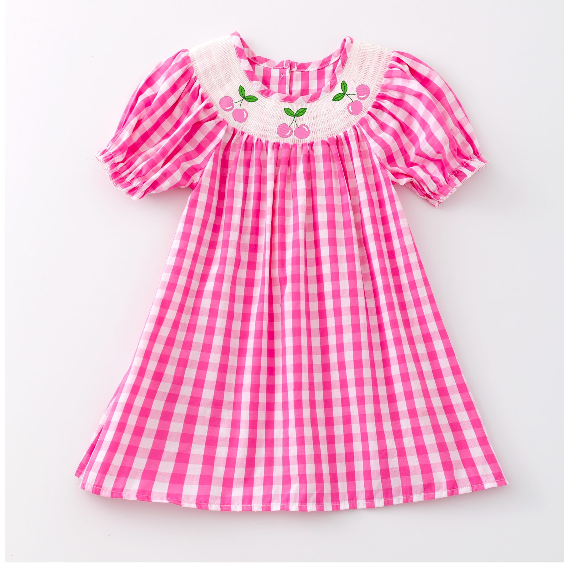 (Pre Order)Sisters Spring and Summer Cross&Cherry Embroidery Smocked Dress and Romper